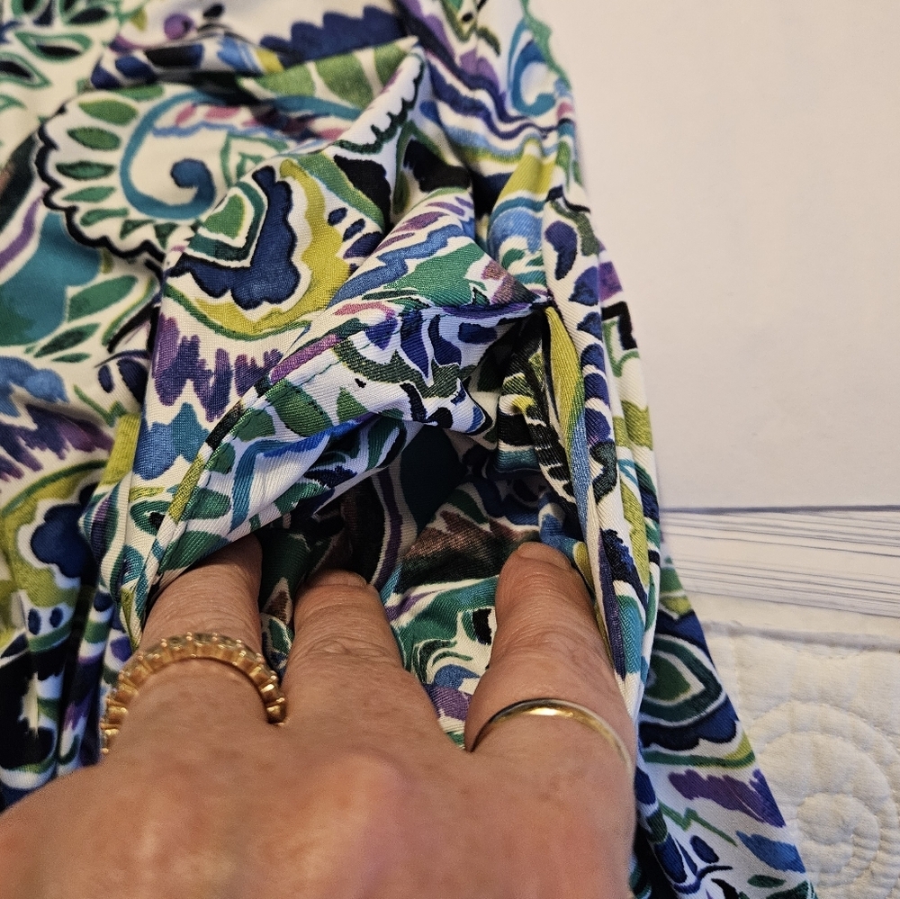 Nina Leonard Women's Large Paisley Tank Dress - Picture 3 of 7